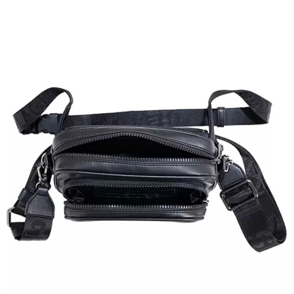 Karl Lagerfeld Paris Black/Gunmetal Voyage Crossbody Belt Bag- NWOT - Picture 2 of 5